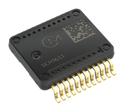 Murata SCH1633 MEMS sensor chip with gold-plated pins and compact black package for precision motion sensing.